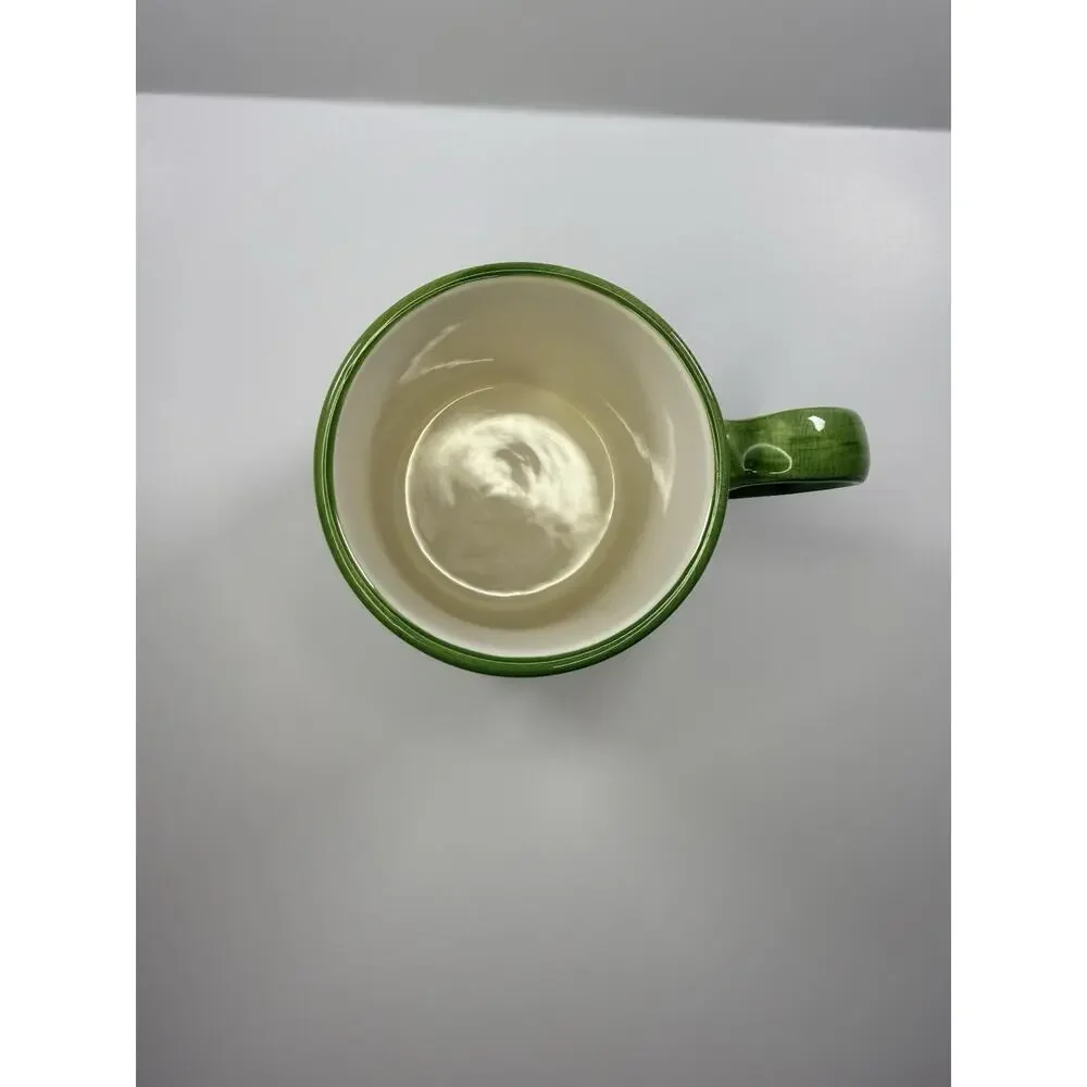 Pottery Barn Caleca Ceramic Coffee Mug Harlequin Geometric Blue Green 16 oz